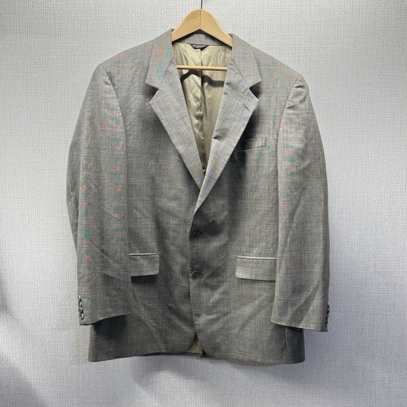 VTG Bill Blass Premier Collection Plaid Wool Blazer Sport Coat 46 Long(Measured) - Picture 1 of 13